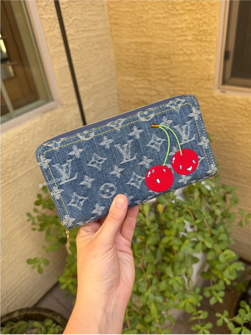 Louis Vuitton x Takashi Murakami Monogram Denim Cerises Zippy Wallet